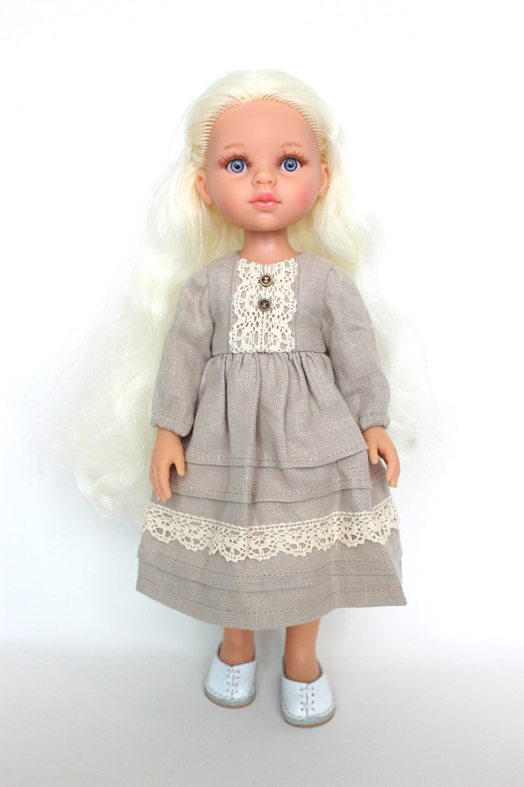 Linen Dress with Lace