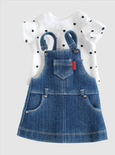 Load image into Gallery viewer, Denim Overall Dress and T-Shirt
