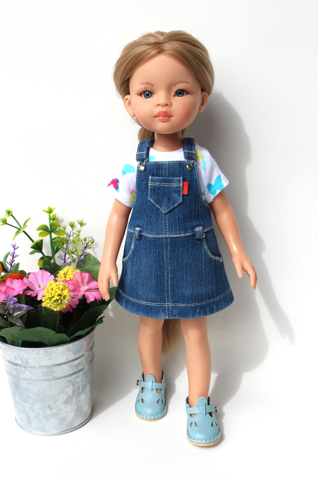 Denim Overall Dress and T-Shirt